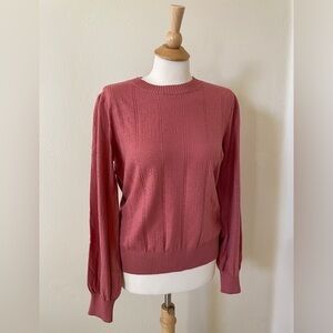 GRACE KARIN Large Dark Rose Puff Sleeve Pointelle Sweater – NWT